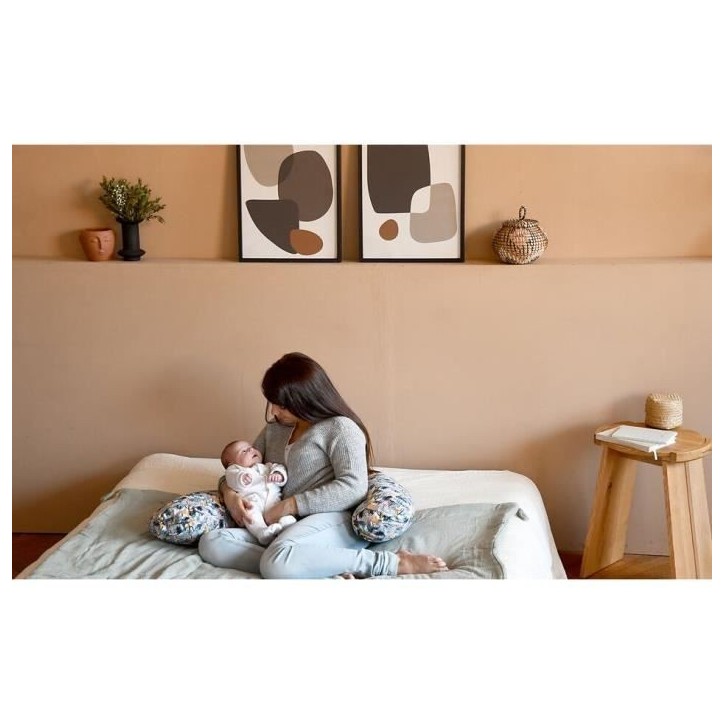 BÉABA - Big Flopsy™ - Coussin de grossesse et d'allaitement - Fleur de coton - 180 cm - Jungle BÉABA - Big Flopsy™ - Coussin de grossesse et d'allaitement - Fleur de coton - 180 cm - Jungle