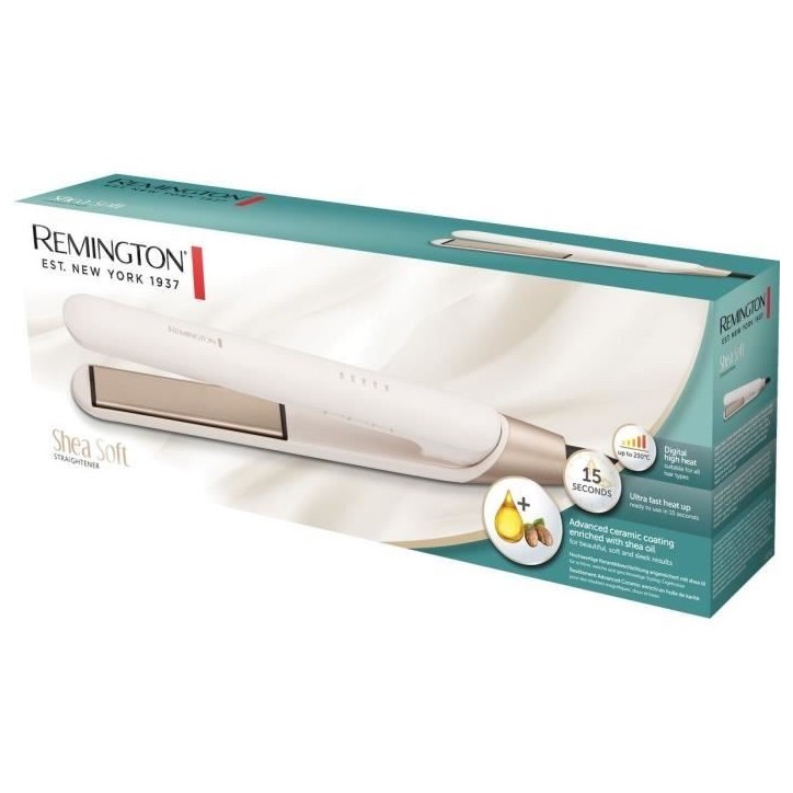 Lisseur REMINGTON S4740 Shea Soft – 5 températures de 150 a 230° - revetement Advanced Ceramic enrichi a l'huile de karité Lisseur REMINGTON S4740 Shea Soft – 5 températures de 150 a 230° - revetement Advanced Ceramic enrichi a l'huile de karité
