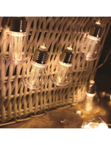 Guirlande solaire Dixy avec 10 ampoules a filament LED - LUMI JARDIN - Résistante a l'eau - 3,8 m