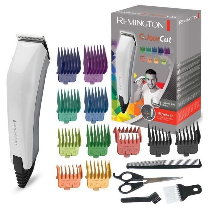 Tondeuse Cheveux Homme Color Cut - REMINGTON - HC5035 - Lames Acier Inoxydable Auto-Affûtées - 11 Sabots Tondeuse Cheveux Homme Color Cut - REMINGTON - HC5035 - Lames Acier Inoxydable Auto-Affûtées - 11 Sabots