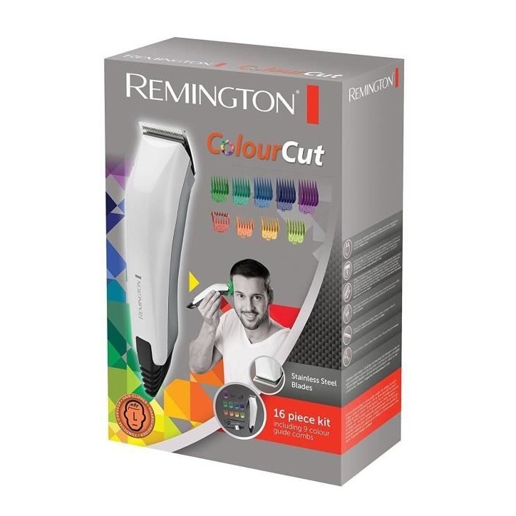 Tondeuse Cheveux Homme Color Cut - REMINGTON - HC5035 - Lames Acier Inoxydable Auto-Affûtées - 11 Sabots Tondeuse Cheveux Homme Color Cut - REMINGTON - HC5035 - Lames Acier Inoxydable Auto-Affûtées - 11 Sabots