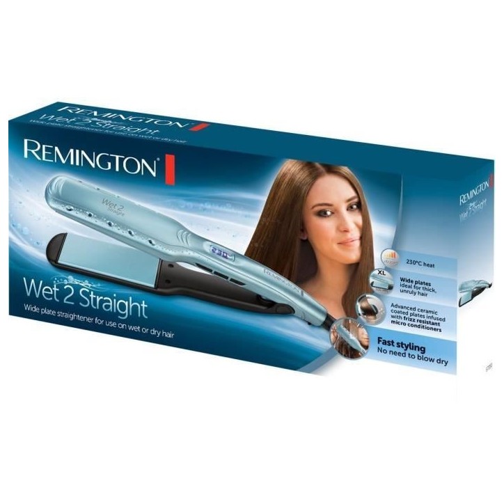Lisseur - REMINGTON - Wet2Straight S7350 - Plaques larges - Soins a l'huile d'argan et Vitamine E Lisseur - REMINGTON - Wet2Straight S7350 - Plaques larges - Soins a l'huile d'argan et Vitamine E