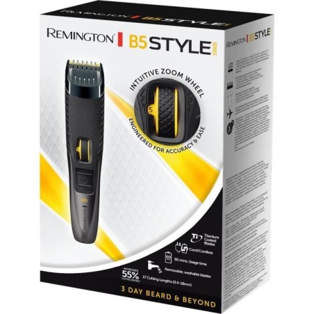 Tondeuse barbe REMINGTON MB5000 B5 Style Series – sans fil – étanche – 17 longueurs de coupe – jusqu'a 60 mn d'autonomi