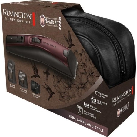 Coffret tondeuse barbe Remington MB4047 – sans fil, étanche – lames revetement titanium – 9 guides de coupe – trousse i