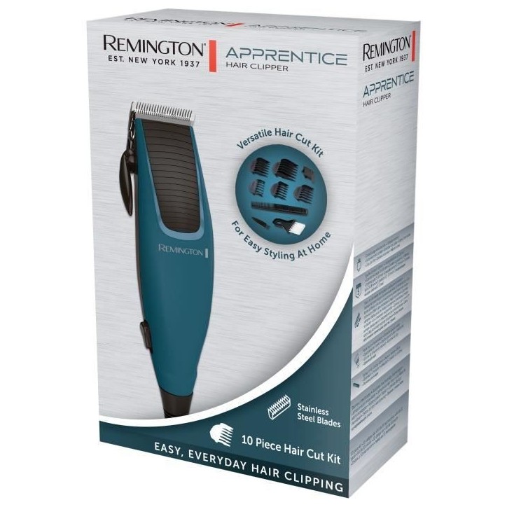 Tondeuse cheveux REMINGTON Apprentice - 10 accessoires - Lames inoxydables Tondeuse cheveux REMINGTON Apprentice - 10 accessoires - Lames inoxydables