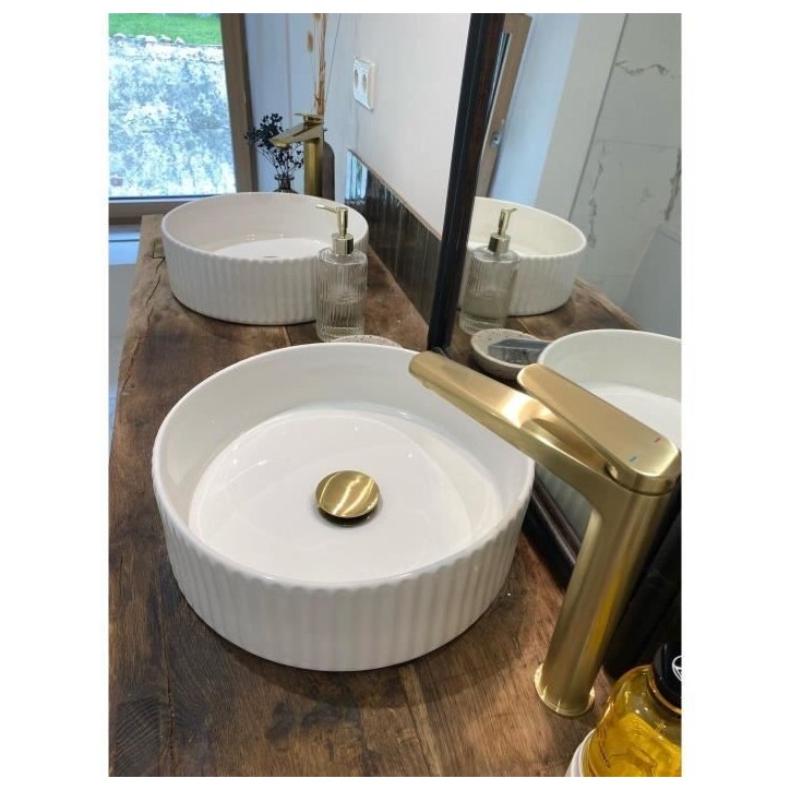 Mitigeur lavabo haut - EDOUARD ROUSSEAU - GLOSS - Laiton brossé Mitigeur lavabo haut - EDOUARD ROUSSEAU - GLOSS - Laiton brossé