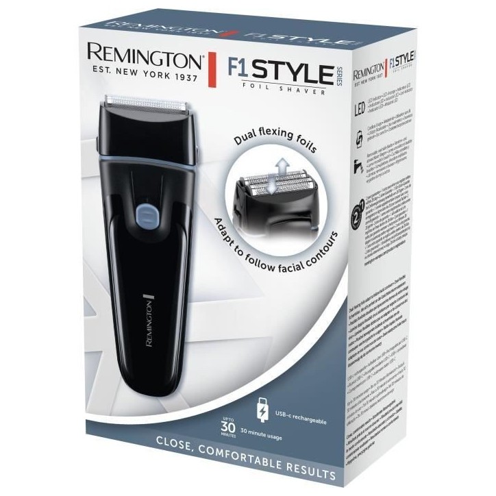 Rasoir a lames sans fil - REMINGTON - F1000 - Lames flexibles - Autonomie 30 min - Lames lavables - USB-C Rasoir a lames sans fil - REMINGTON - F1000 - Lames flexibles - Autonomie 30 min - Lames lavables - USB-C