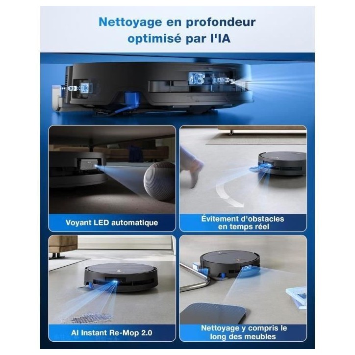 ECOVACS DEEBOT X9 PRO OMNI Robot Aspirateur Laveur - 16600Pa - Ultra-fin - Technologie BLAST - Auto-nettoyage instantané