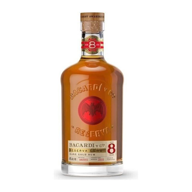 Rhum Bacardi Reserva Ocho - Rhum vieux - Puerto Rico - 40%vol - 70cl Rhum Bacardi Reserva Ocho - Rhum vieux - Puerto Rico - 40%vol - 70cl