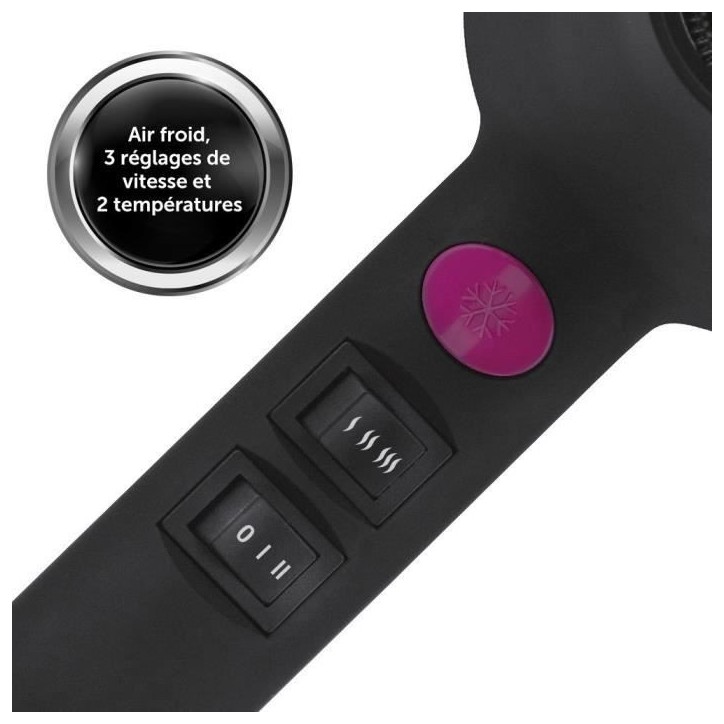 Seche-cheveux - REVLON - RVDR5251E - Perfect Heat - 2000 W - Moteur AC - 2 vitesses - Noir / Rose Seche-cheveux - REVLON - RVDR5251E - Perfect Heat - 2000 W - Moteur AC - 2 vitesses - Noir / Rose